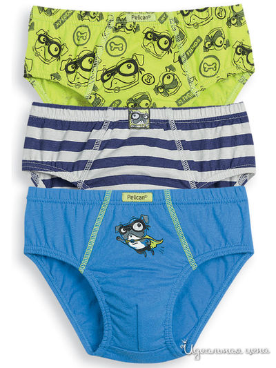 Комплект трусов, 3 шт. Pelican, цвет лазурный, фиолетовый, яблочный