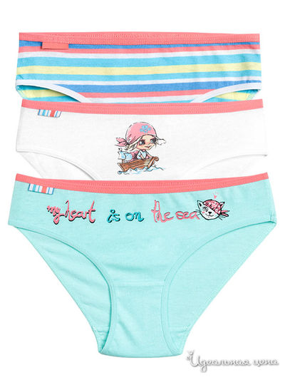 Комплект трусов, 3 шт. Pelican, цвет белый, голубой, розовый