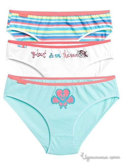 Комплект трусов, 3 шт. Pelican, цвет белый, голубой, розовый