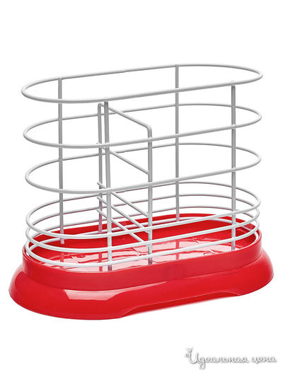 Подставка для столовых приборов с красным поддоном, 16x8.5x13.5 см Walmer
