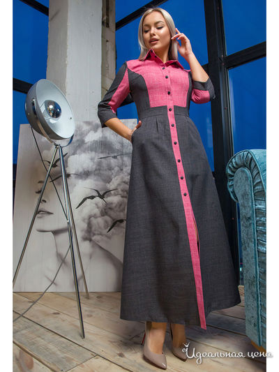 Платье The First Land of Fashion, цвет темно-серый, розовый
