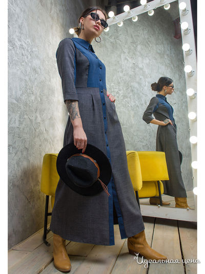 Платье The First Land of Fashion, цвет темно-серый, темно-синий