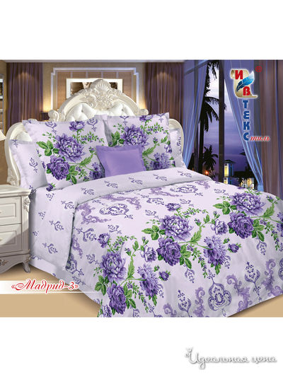 Комплект постельного белья, 2-спальный ИВТЕКстиль, цвет белый, сиреневый