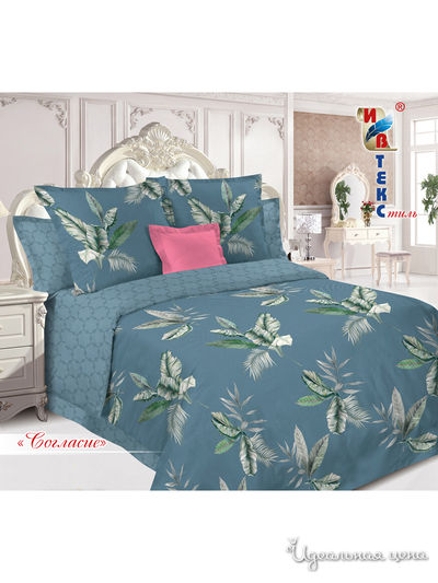 Комплект постельного белья, 2-спальный ИВТЕКстиль, цвет темно-зеленый