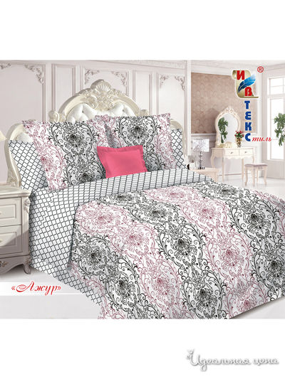 Комплект постельного белья, 2-спальный ИВТЕКстиль, цвет белый, черный