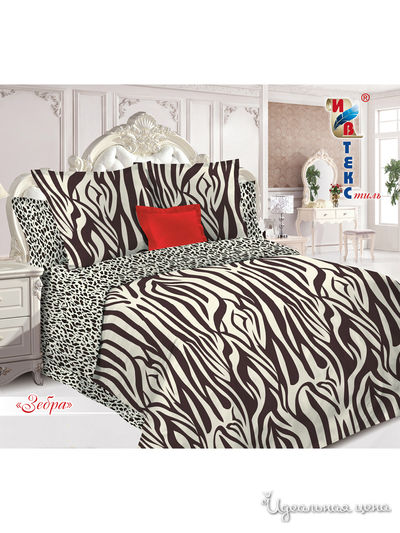 Комплект постельного белья, 2-спальный ИВТЕКстиль, цвет черный, белый