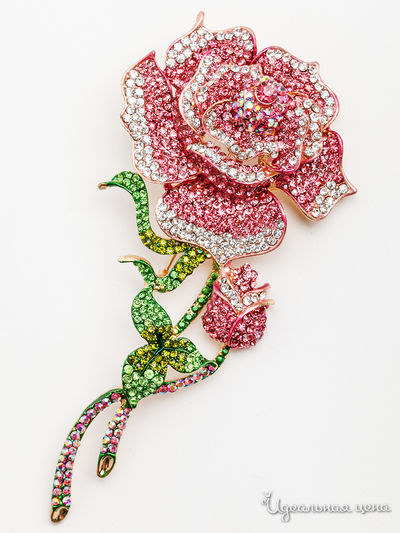 Брошь PATRICIA  BRUNI, цвет розовый, зеленый