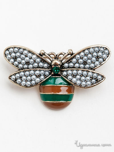 Брошь PATRICIA  BRUNI, цвет зеленый, коричневый