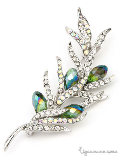 Брошь PATRICIA  BRUNI, цвет зеленый, серебряный