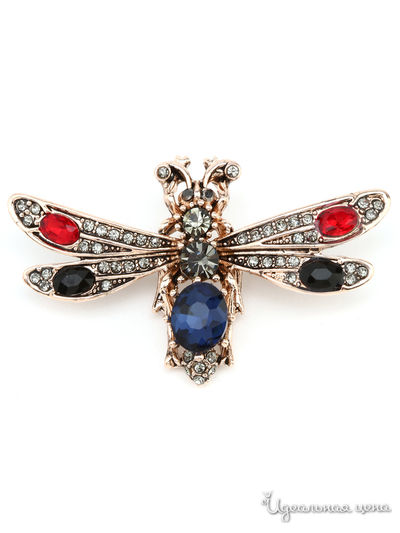 Брошь PATRICIA  BRUNI, цвет синий, красный, бронзовый