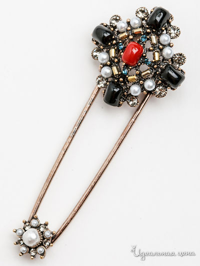 Булавка PATRICIA  BRUNI, цвет черный, белый, бронзовый