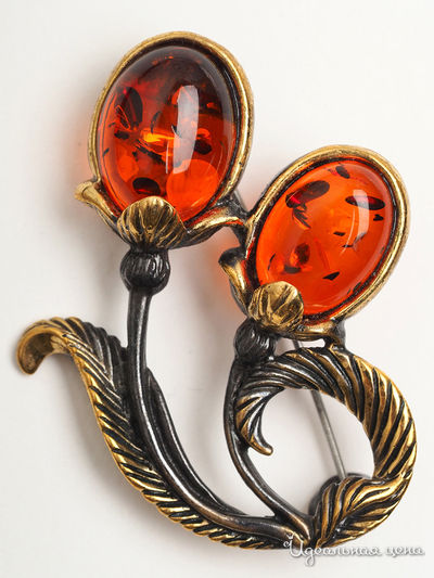 Брошь Biruza, цвет янтарный