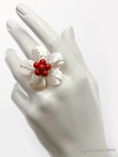 Кольцо Biruza, цвет белый, красный