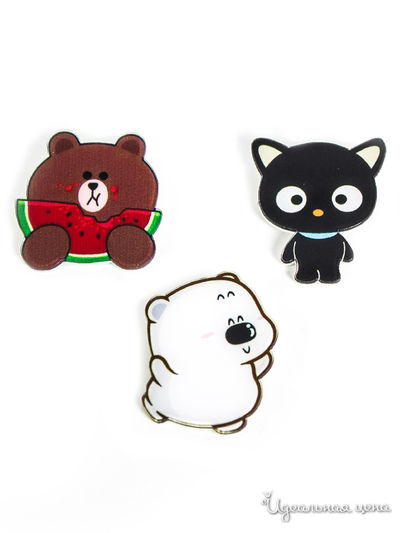 Брошь, 3 шт Bradex, цвет черный, белый, коричневый