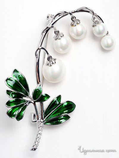 Брошь Beatrici Lux, цвет серебряный, зеленый