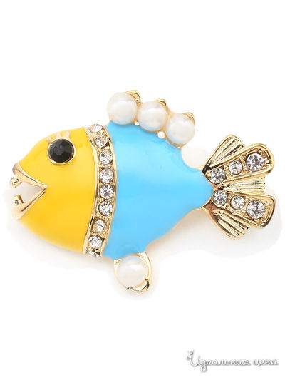 Брошь Fransua Ardy, цвет голубой, желтый