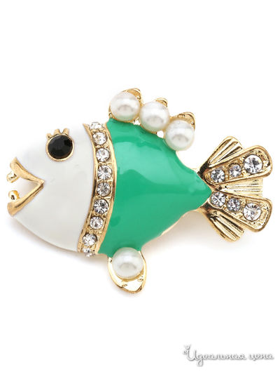 Брошь Fransua Ardy, цвет зеленый, белый