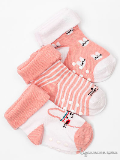 Комплект носков, 3 пары 5.10.15, цвет розовый