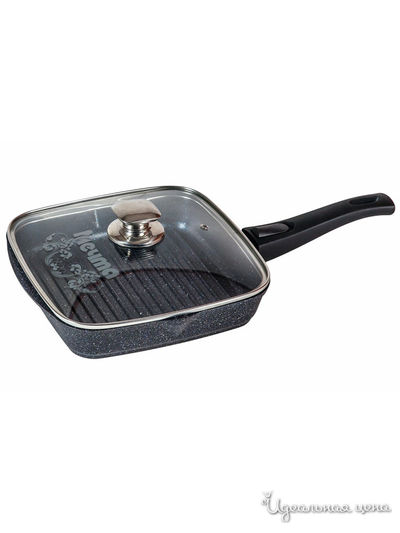 Сковорода - гриль со съемной ручкой, 28 см МЕЧТА, цвет черный, синий
