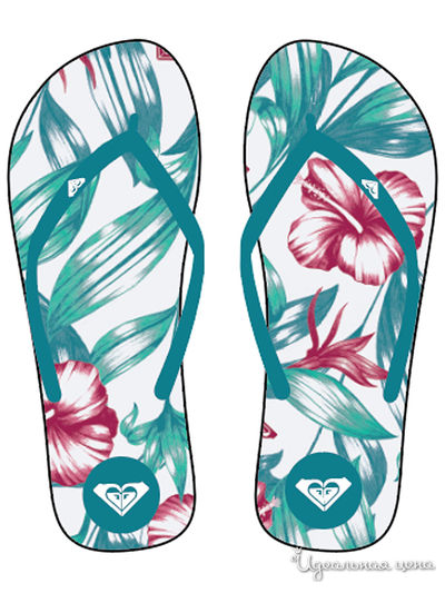 Шлепанцы Roxy, цвет белый, зеленый