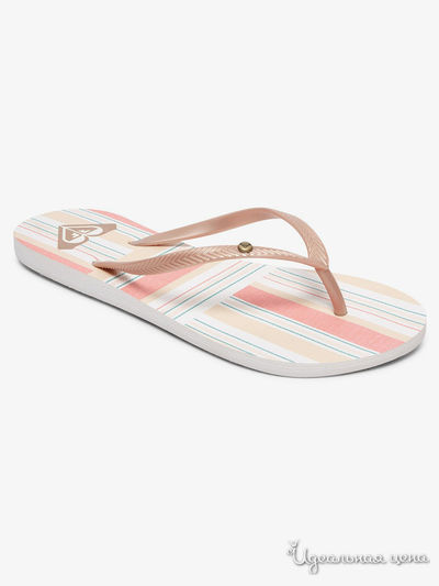 Шлепанцы Roxy, цвет белый, золотой