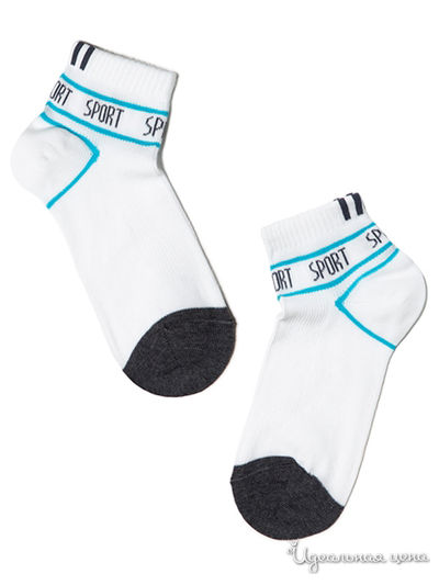 Носки CONTE, цвет белый, бирюзовый