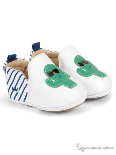 Слипоны Bibi, цвет белый, темно-синий