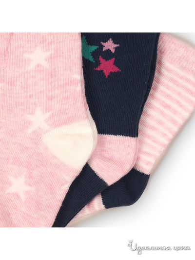 Носки, 3 пары Minoti, цвет розовый, синий