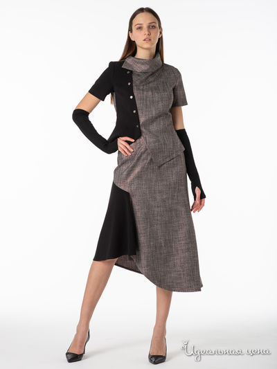 Костюм: жакет, юбка Adzhedo, цвет черный, бронзовый
