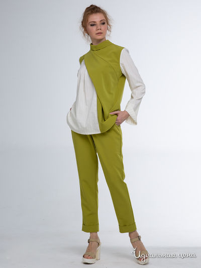 Костюм: блуза, брюки Adzhedo, цвет оливковый, молочный