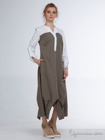 Платье Adzhedo, цвет темно-бежевый, белый