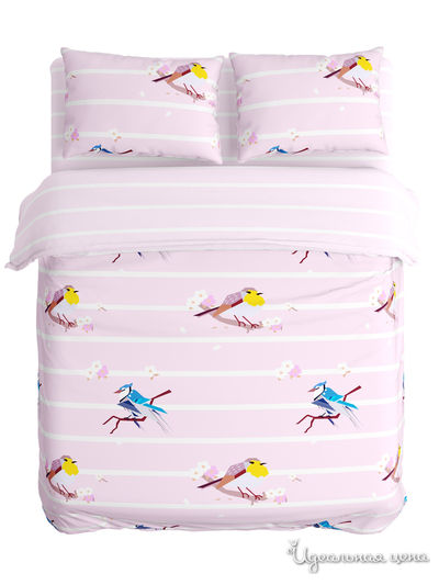 Комплект постельного белья двусторонний, 1,5-спальный Сирень, цвет мультиколор