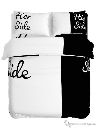 Комплект постельного белья двусторонний, Евро Сирень, цвет черный, белый