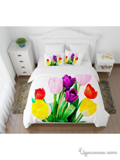 Комплект постельного белья односторонний, 1,5-спальный Сирень, цвет мультиколор