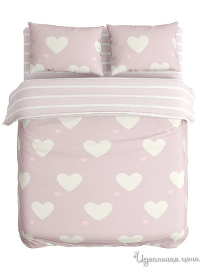 Комплект постельного белья двусторонний, 1,5-спальный Сирень, цвет розовый, белый