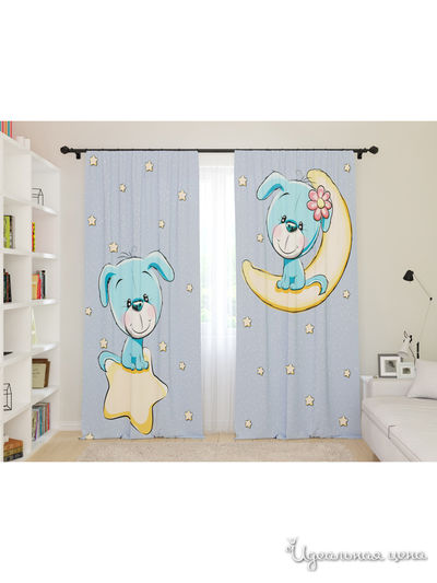 Фотошторы для детской "Милые щеночки", 145*260, 2 шт. Сирень, цвет мультиколор