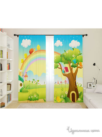 Фотошторы для детской "Прогулка по радуге", 145*260, 2 шт. Сирень, цвет мультиколор