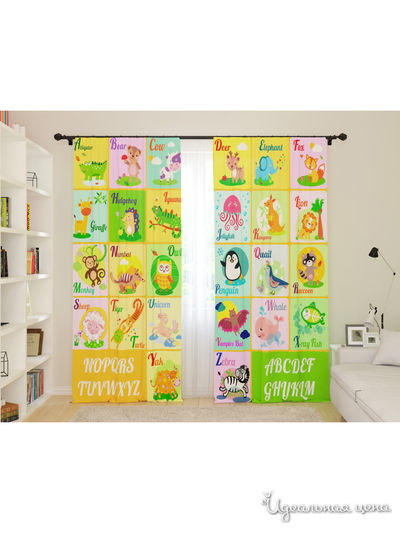Шторы для детской "Английский алфавит", 145*260, 2 шт. Сирень, цвет мультиколор