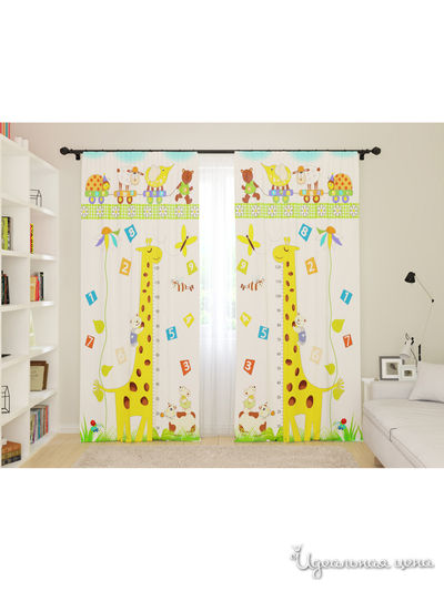 Шторы для детской "Веселые зверята", 145*260, 2 шт. Сирень, цвет мультиколор