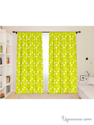 Шторы для детской "Белые цветы на желтом фоне", 145*260, 2 шт. Сирень, цвет мультиколор