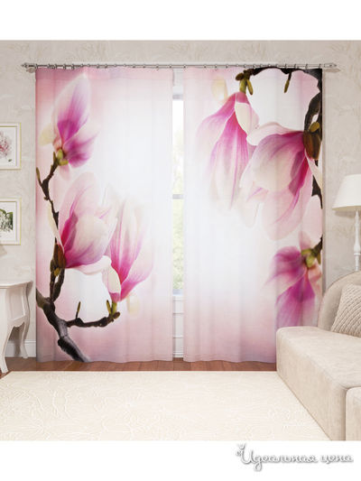 Фотошторы "Цветок востока", 145*260 см, 2 шт. Сирень, цвет мультиколор