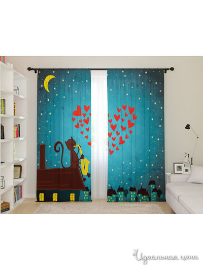 Шторы для детской "Лунный кот", 145*260, 2 шт. Сирень, цвет мультиколор