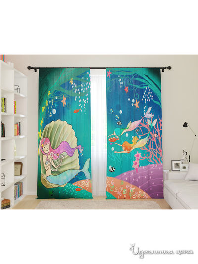 Фотошторы для детской "Русалочки", 145*260, 2 шт. Сирень, цвет мультиколор