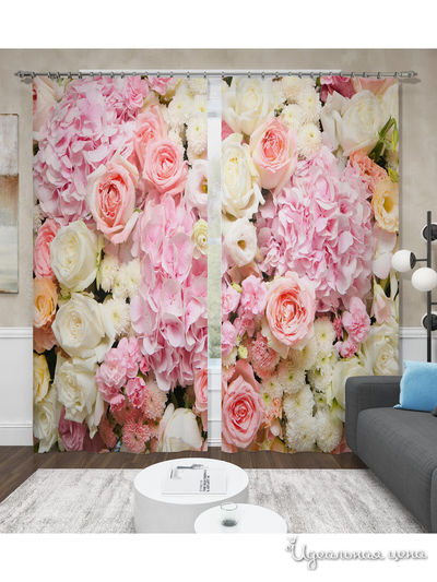 Фотошторы "Розы и гортензии", 145*260 см, 2 шт. Сирень, цвет мультиколор
