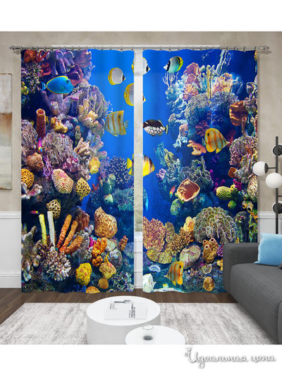 Фотошторы "Красное море", 145*260 см, 2 шт. Сирень, цвет синий