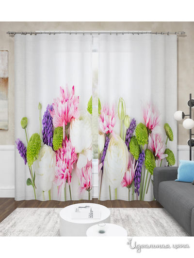 Фотошторы "Цветочное решение", 145*260 см, 2 шт. Сирень, цвет мультиколор