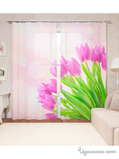 Фотошторы "Ранние тюльпаны", 145*260 см, 2 шт. Сирень, цвет мультиколор