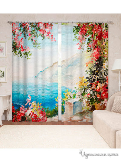 Фотошторы "Пейзаж художника", 145*260 см, 2 шт. Сирень, цвет мультиколор