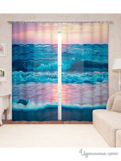 Фотошторы "Закат у моря", 145*260 см, 2 шт. Сирень, цвет мультиколор