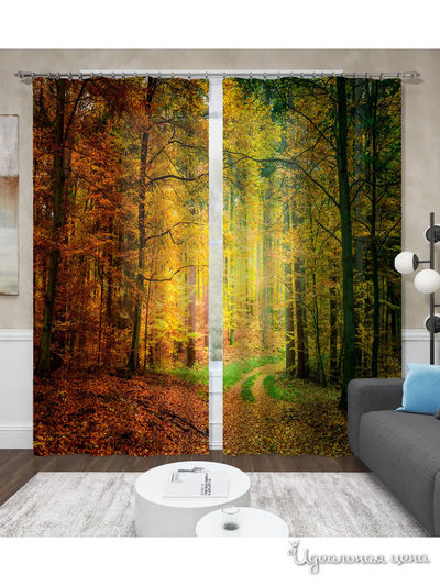 Фотошторы "Осенний лес", 145*260 см, 2 шт. Сирень, цвет мультиколор